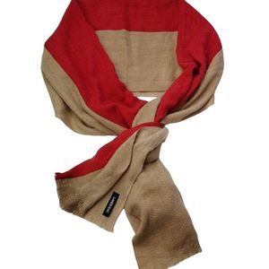 Lands'End Women's Scarf Red Tan Colorblock